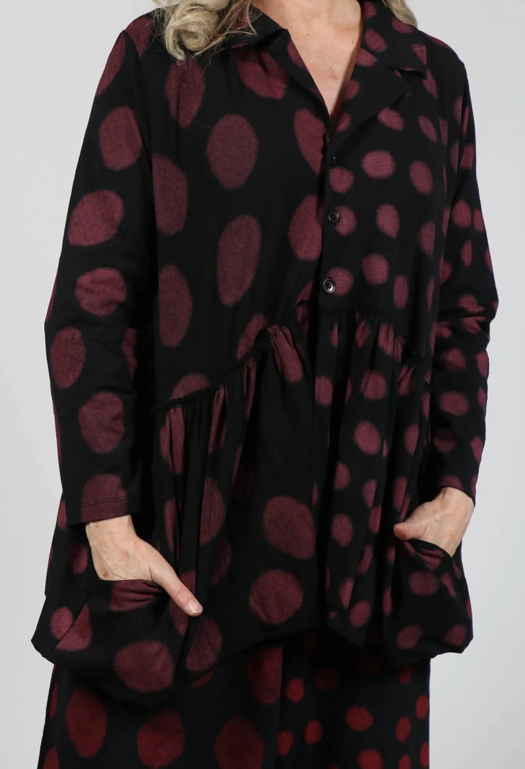Button Up Blouse in Red Pois