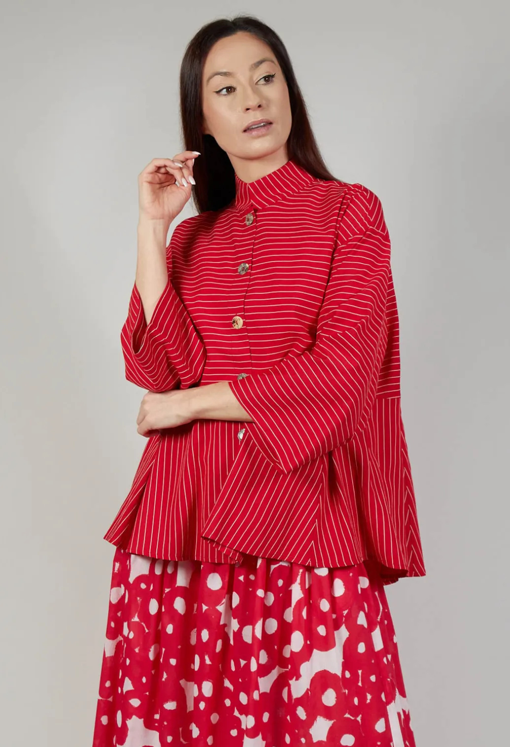 Button Up Blouse in Rosso