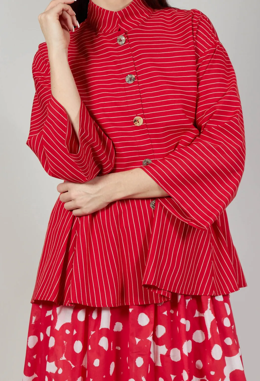 Button Up Blouse in Rosso