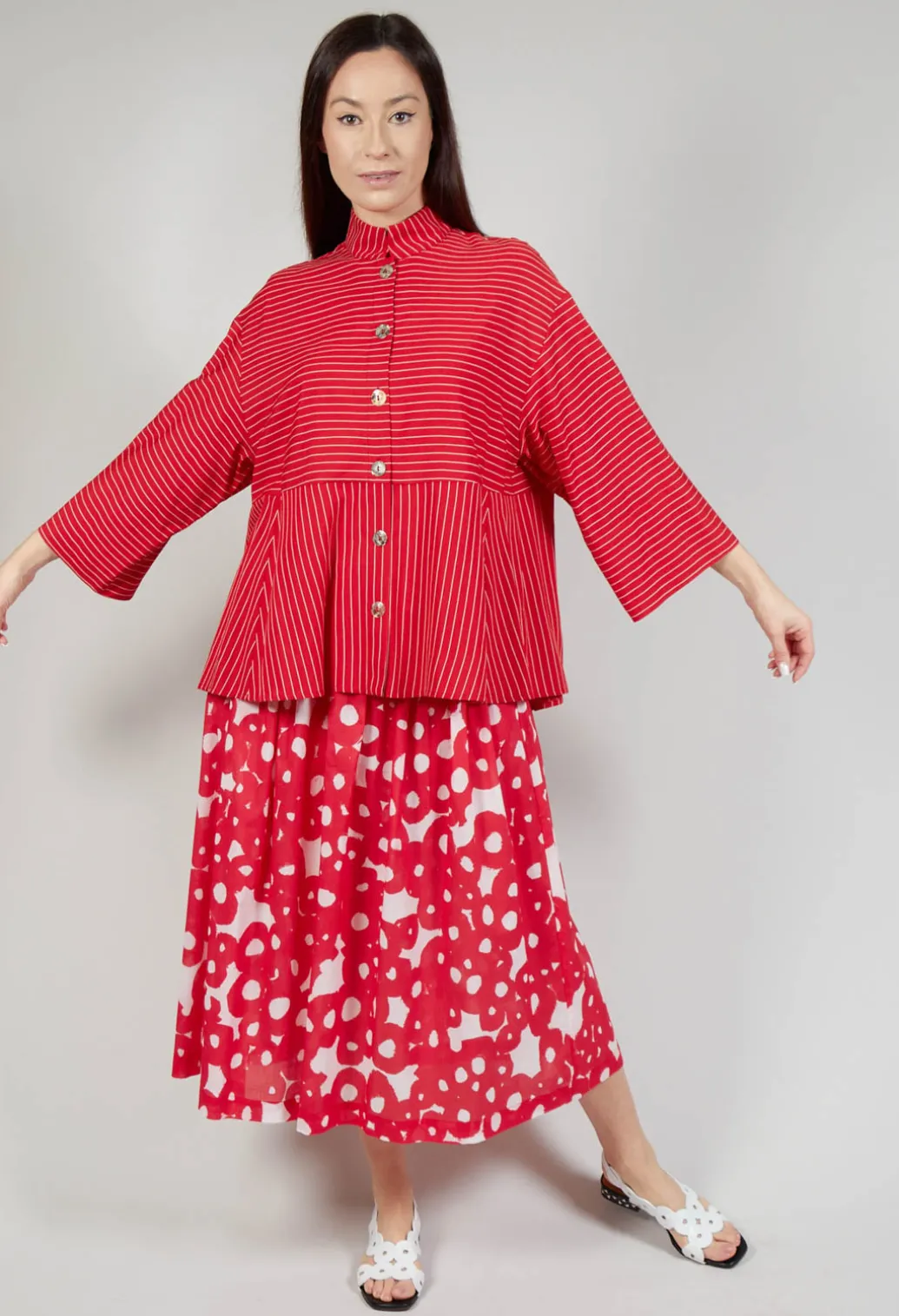 Button Up Blouse in Rosso
