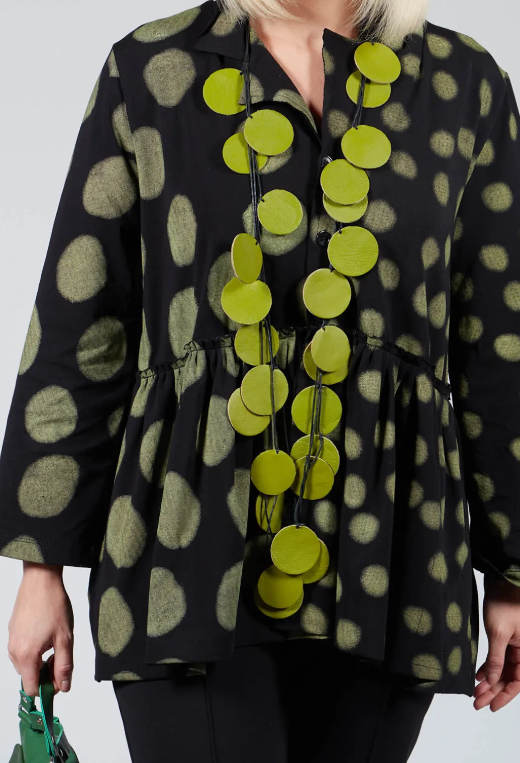 Button Up Blouse in Yellow Pois