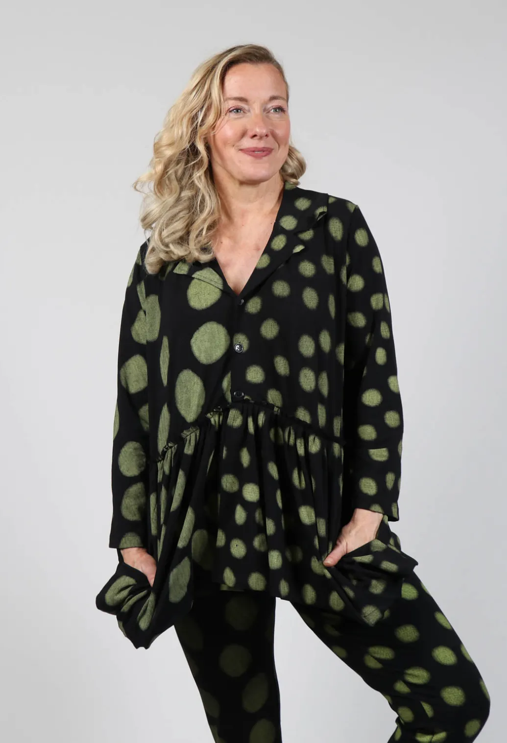 Button Up Blouse in Yellow Pois