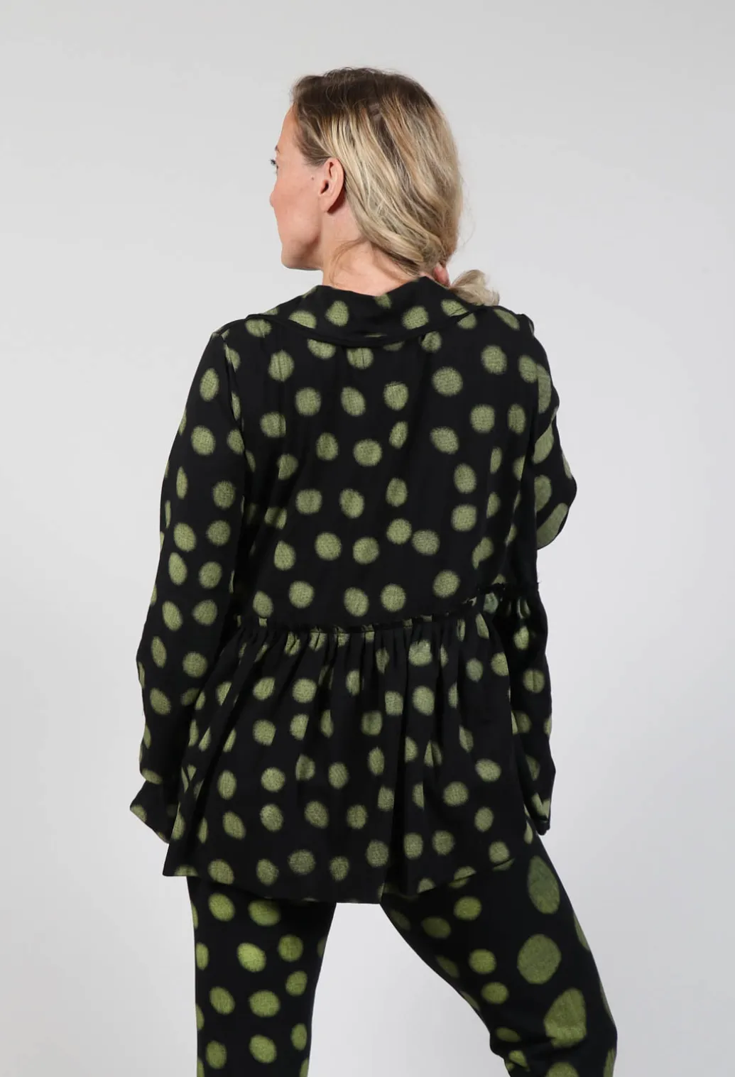 Button Up Blouse in Yellow Pois