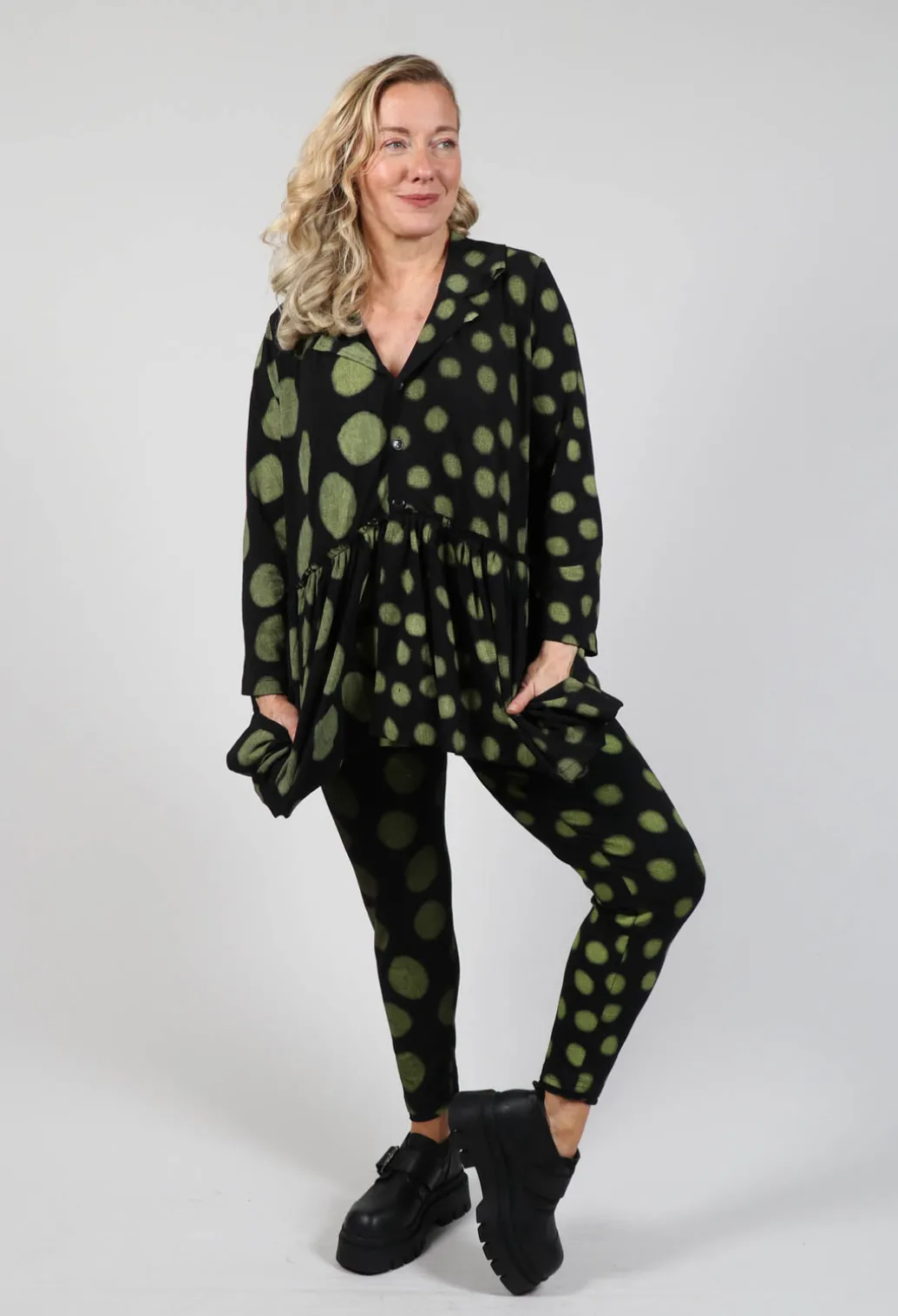 Button Up Blouse in Yellow Pois