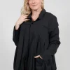 Button Up Bomber Jacket with Pleat Detail in Black