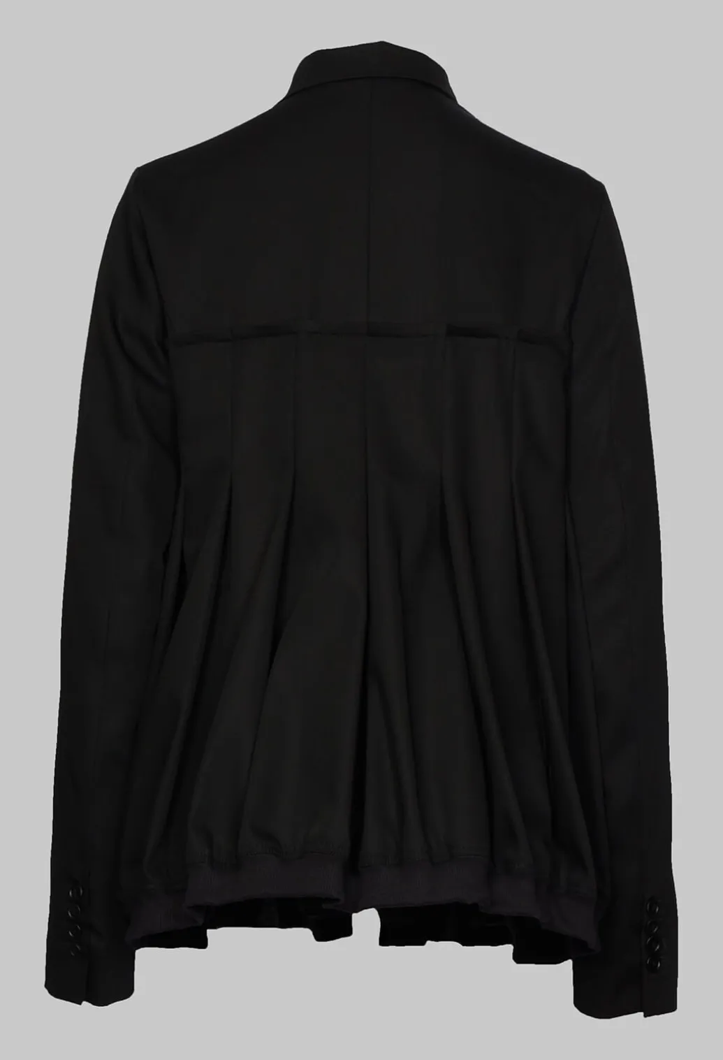 Button Up Bomber Jacket with Pleat Detail in Black