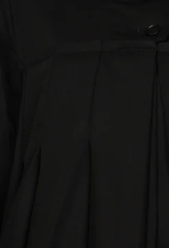 Button Up Bomber Jacket with Pleat Detail in Black