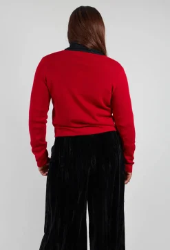 Button Up Cardigan in Red and Black