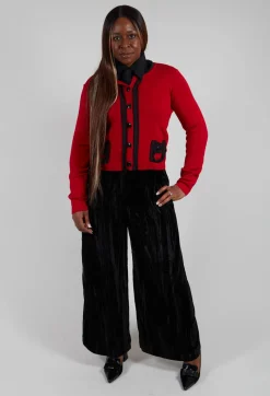 Button Up Cardigan in Red and Black