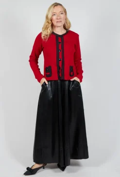 Button Up Cardigan in Red and Black