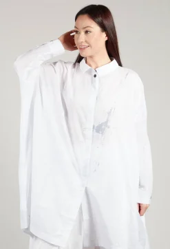 Button Up Shirt Dress in White
