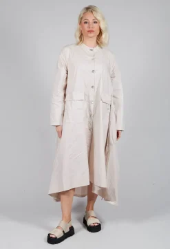 Button Up Shirt Dress in Beige