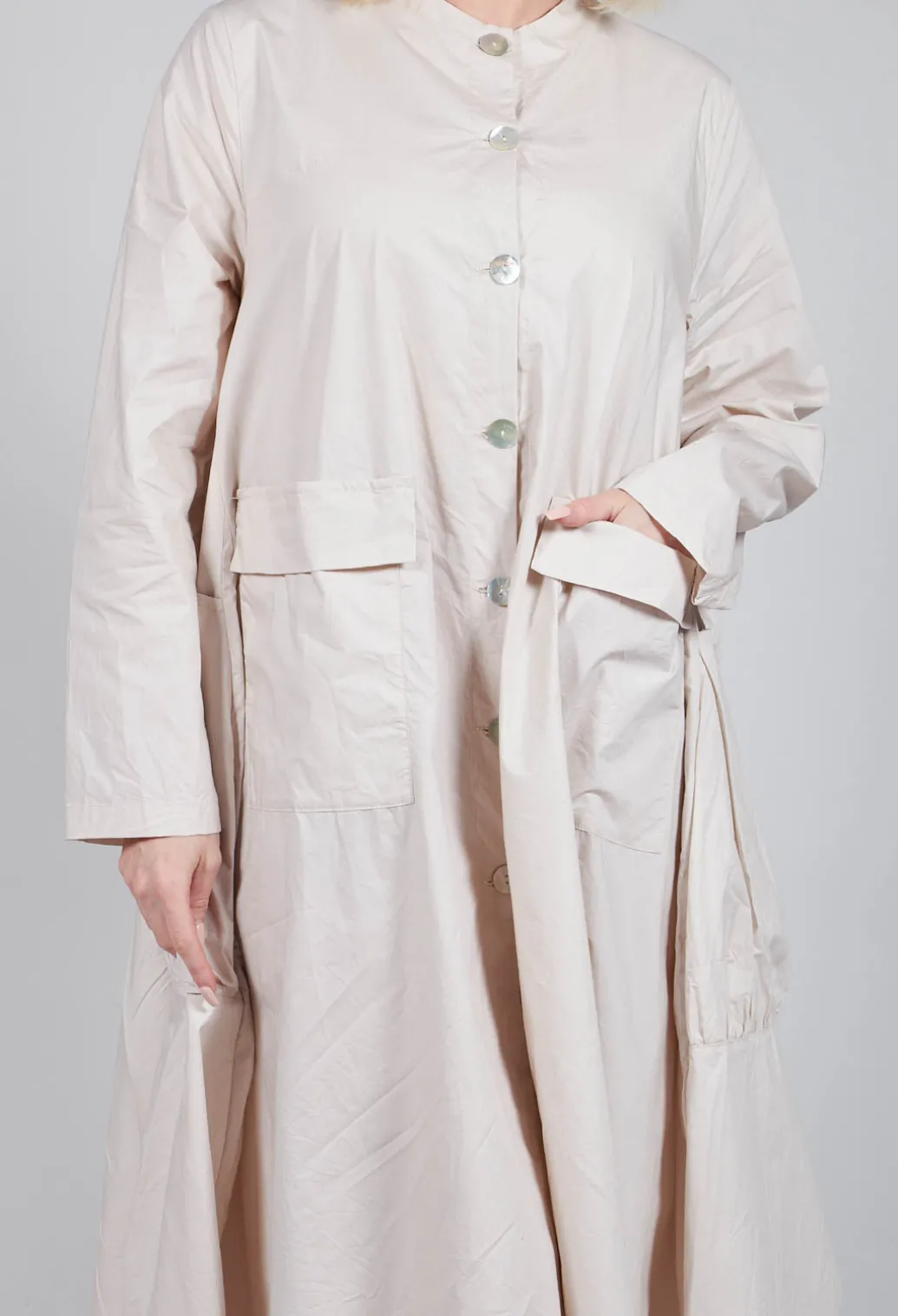 Button Up Shirt Dress in Beige