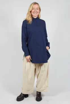 3/4 Button Up Shirt in Blue