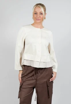 Button Up Statement Jacket in Sandshell