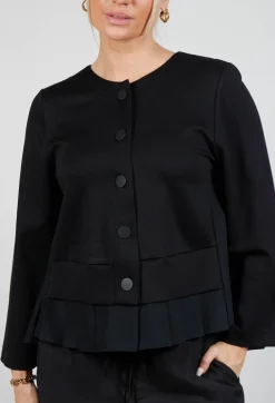 Button Up Statement Jacket in Nero