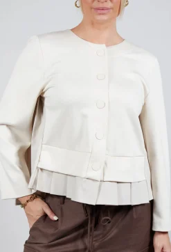 Button Up Statement Jacket in Sandshell