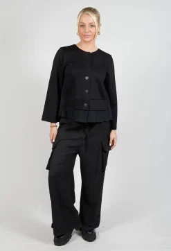 Button Up Statement Jacket in Nero
