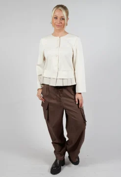 Button Up Statement Jacket in Sandshell