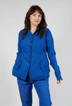 Button-Up Jacket with Long Length Sleeves in Royal