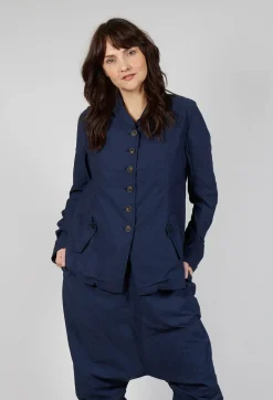 Button-Up Jacket with Long Length Sleeves in Ink