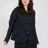 Button-Up Jacket with Long Length Sleeves in Black