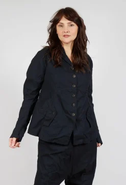 Button-Up Jacket with Long Length Sleeves in Black