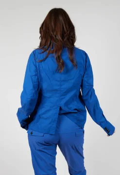 Button-Up Jacket with Long Length Sleeves in Royal