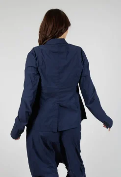 Button-Up Jacket with Long Length Sleeves in Ink