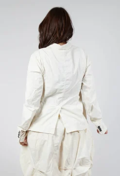 Button-Up Jacket with Long Length Sleeves in Greige