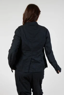 Button-Up Jacket with Long Length Sleeves in Black