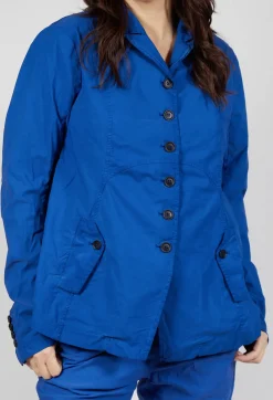 Button-Up Jacket with Long Length Sleeves in Royal