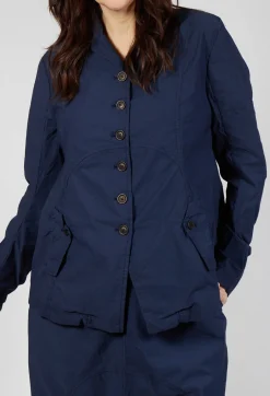 Button-Up Jacket with Long Length Sleeves in Ink