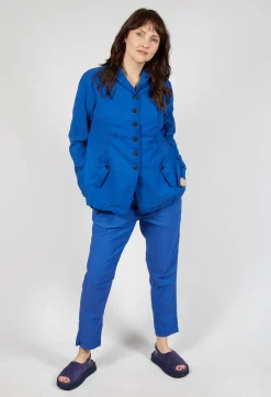 Button-Up Jacket with Long Length Sleeves in Royal