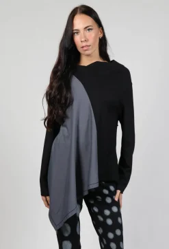Cabi Top with Grey Panneling in Black and Grey