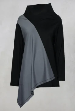 Cabi Top with Grey Panneling in Black and Grey