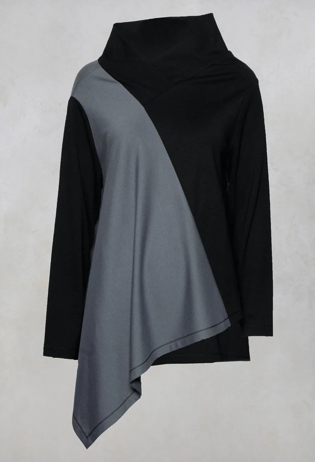 Cabi Top with Grey Panneling in Black and Grey