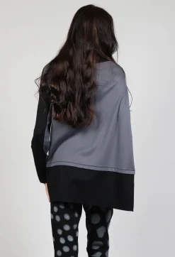Cabi Top with Grey Panneling in Black and Grey