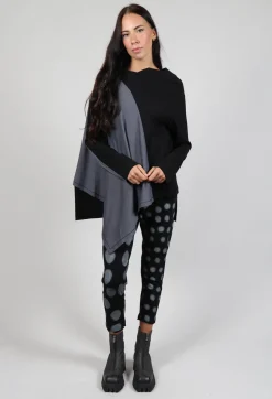 Cabi Top with Grey Panneling in Black and Grey
