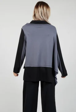 Cabi Top with Grey Panneling in Black and Grey
