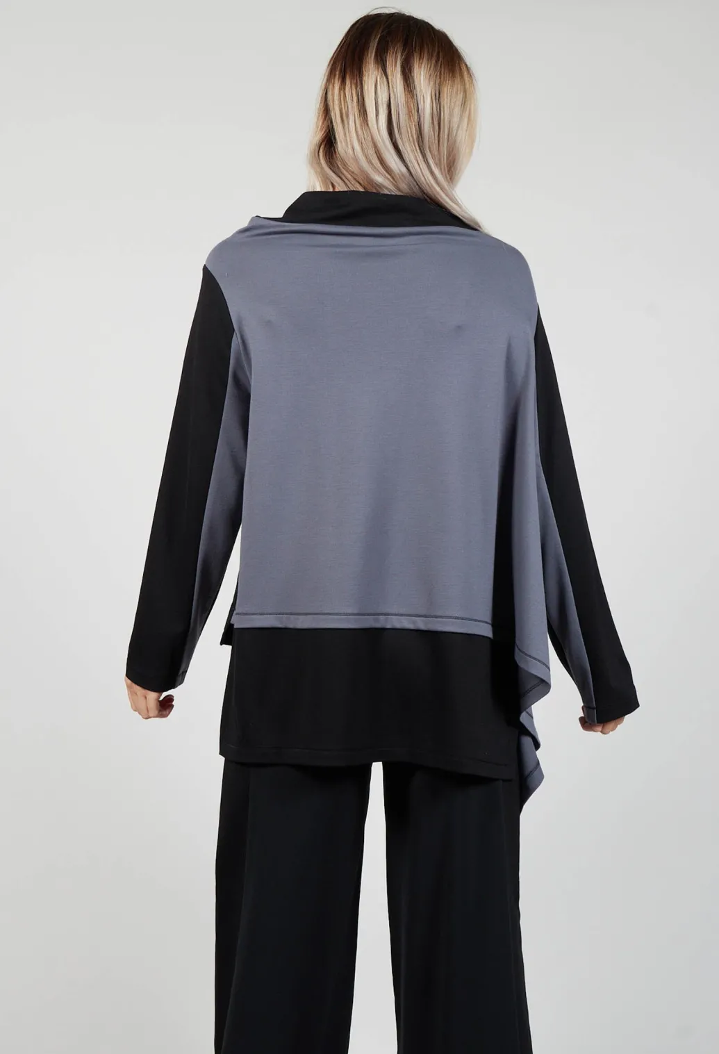 Cabi Top with Grey Panneling in Black and Grey