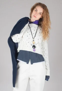Cable Knit Cropped Sweater in Off White