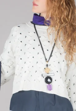 Cable Knit Cropped Sweater in Off White