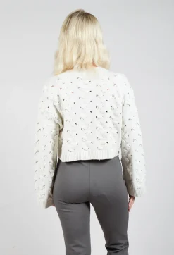 Cable Knit Cropped Sweater in Off White
