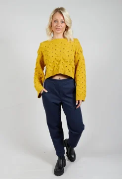 Cable Knit Cropped Sweater in Yellow