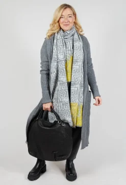 Cable Knit Long Cardigan in Steel Grey