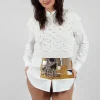 Cable Knit Sweater Vest in Off White