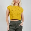 Cable Knit Sweater Vest in Yellow