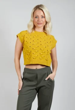 Cable Knit Sweater Vest in Yellow
