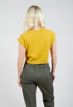 Cable Knit Sweater Vest in Yellow